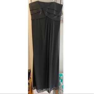 Max and Cleo Strapless Mixed Fabric Gown